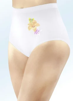Outlet BADER Fünferpack Slips mit Blumenmotiv WEISS