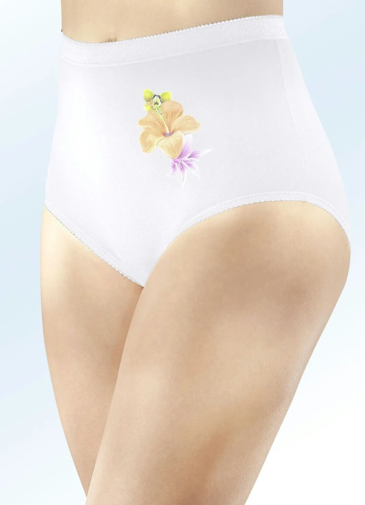 Outlet BADER Fünferpack Slips mit Blumenmotiv WEISS