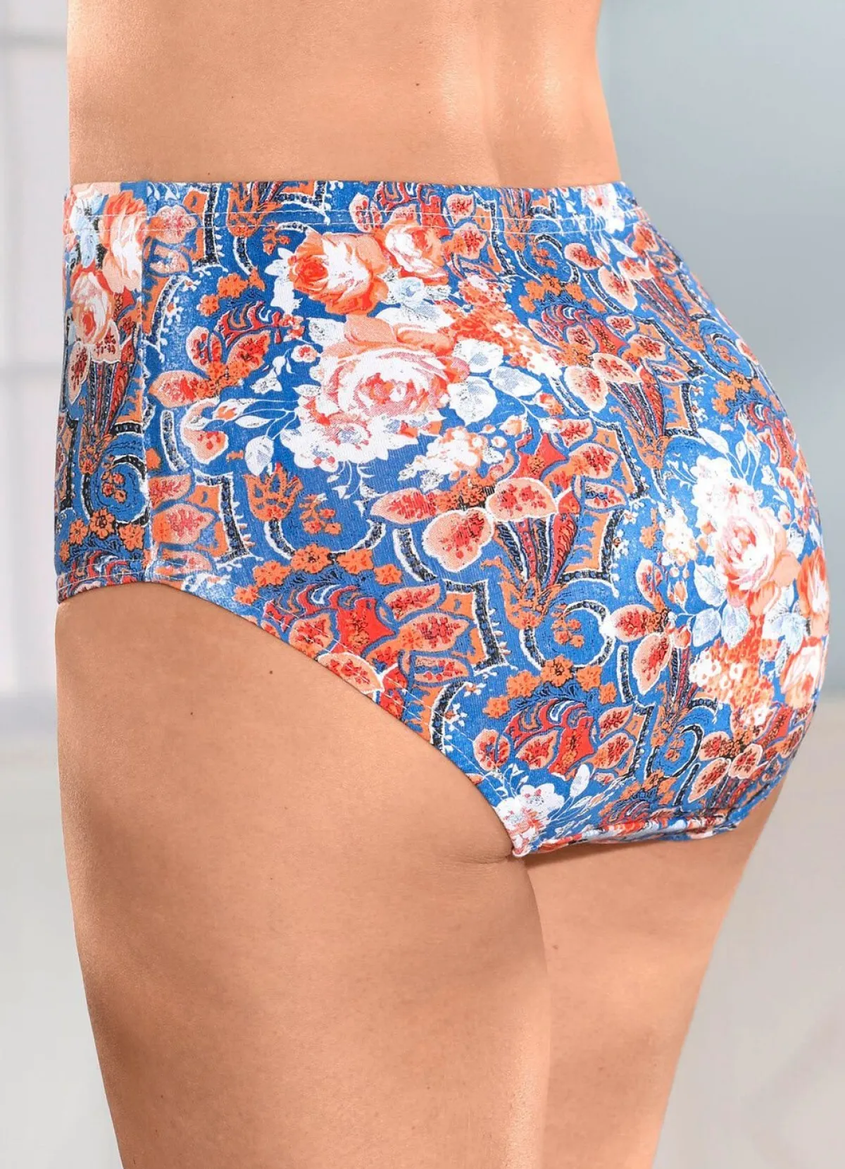 Sale BADER Fünferpack Slips mit buntem Druckdessin BLAU-ORANGE-BUNT