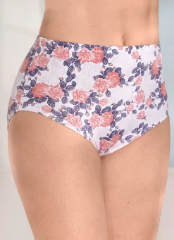 Hot BADER Fünferpack Slips mit Gummizug im Bund 3X WEISS-MARINE-ROSA BEDRUCKT, 2X MARINE