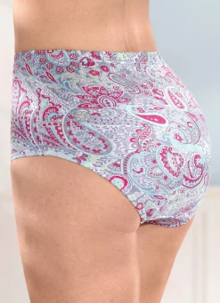New BADER Fünferpack Slips mit Paisley-Dessin GRAU-PINK-BUNT