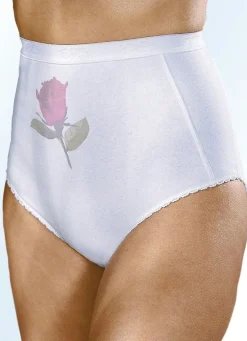 New BADER Fünferpack Slips mit Rosendruck WEISS BEDRUCKT