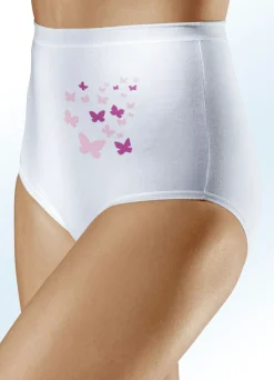 Best BADER Fünferpack Slips mit Schmetterlingsdruck WEISS MIT DRUCK