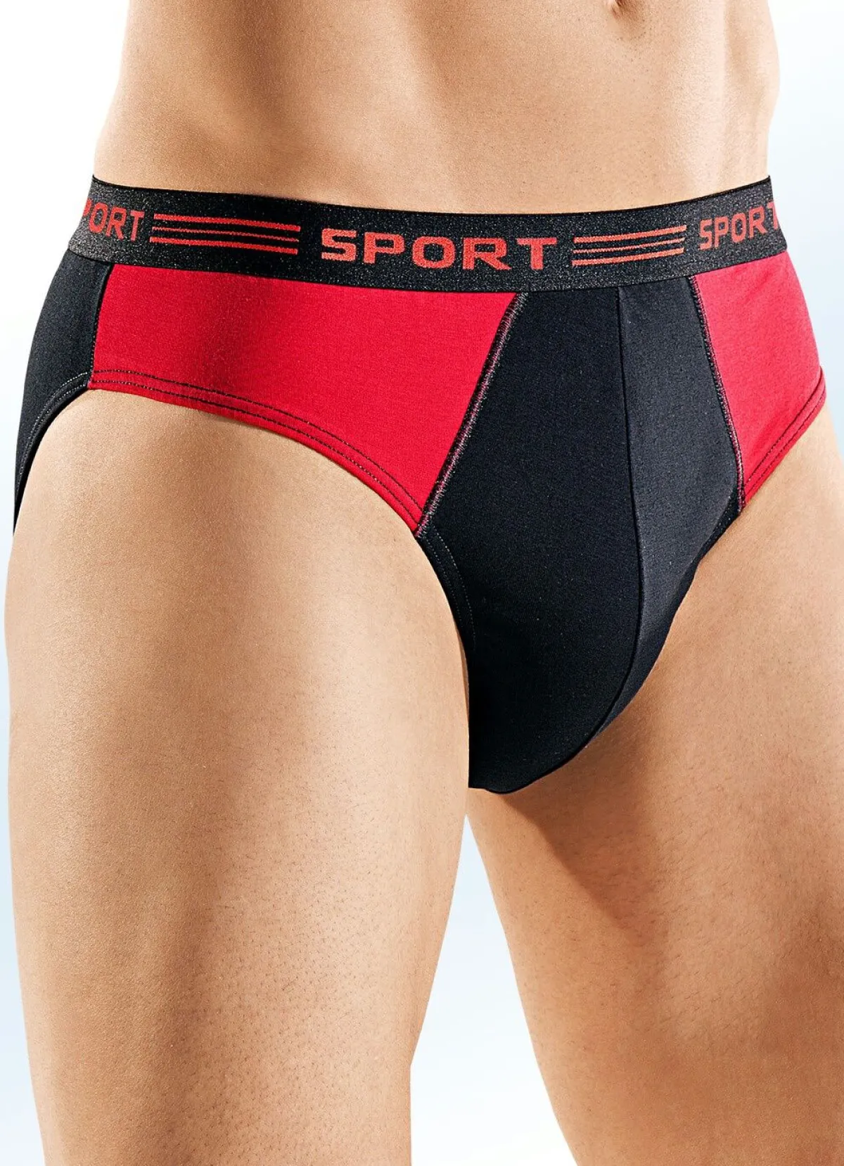 Best BADER Fünferpack Slips, uni mit Einsätzen 3X SCHWARZ-ROT, 2X SCHWARZ-ROYALBLAU