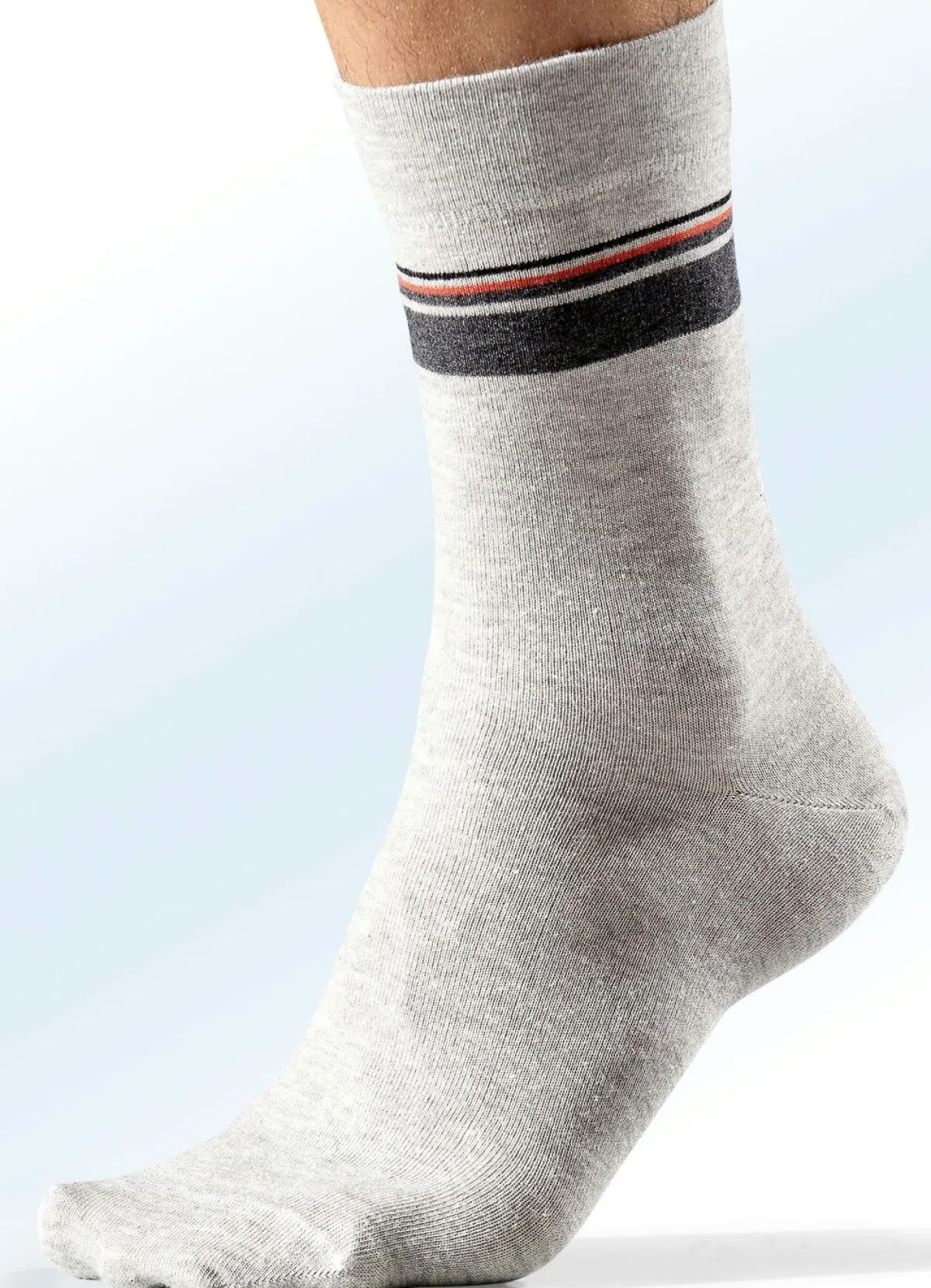 Discount BADER Fünferpack Socken, Schaft und Bund extra weit 2X HELLGRAU, 3X ANTHRAZIT