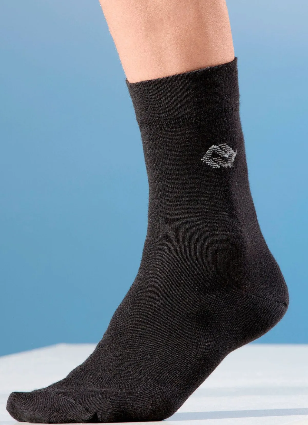 Sale BADER Fünferpack Socken, Schaft und Bund extra weit, mit Wolle 3X SCHWARZ, 2X ANTHRAZIT