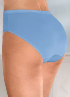 Best BADER Fünferpack Slips mit glänzenden Abschlüssen 3X AZURBLAU, 2X WEISS
