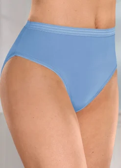 Best BADER Fünferpack Slips mit glänzenden Abschlüssen 3X AZURBLAU, 2X WEISS