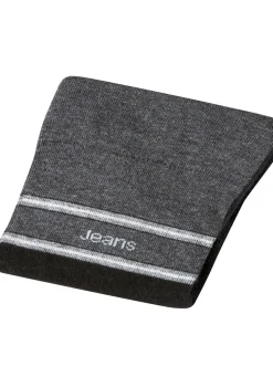 BADER Fünferpack Socken mit druckfreiem Bund 3X SCHWARZ-GRAU MELIERT, 2X GRAU MELIERT-SCHWARZ