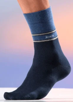 Clearance BADER Fünferpack Socken mit druckfreiem Bund 3X MARINE-JEANSBLAU, 2X JEANSBLAU-MARINE