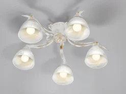 Online BADER Formschöne Deckenleuchte aus Eisen und Glas CREME-GOLD