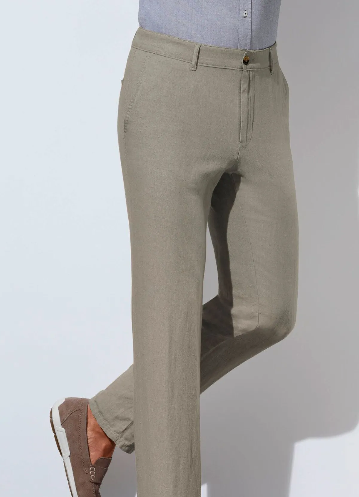 New FRANCESCO BOTTI ""-Hose mit Leinen in 3 Farben KHAKI