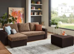Outlet BADER Frei im Raum aufstellbare Polsterecke mit Hocker BRAUN-BRAUN