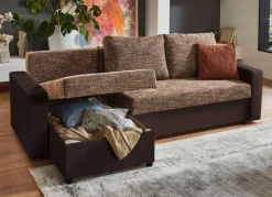Outlet BADER Frei im Raum aufstellbare Polsterecke mit Hocker BRAUN-BRAUN