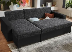 Discount BADER Frei im Raum aufstellbare Polsterecke mit Hocker SCHWARZ-GRAU