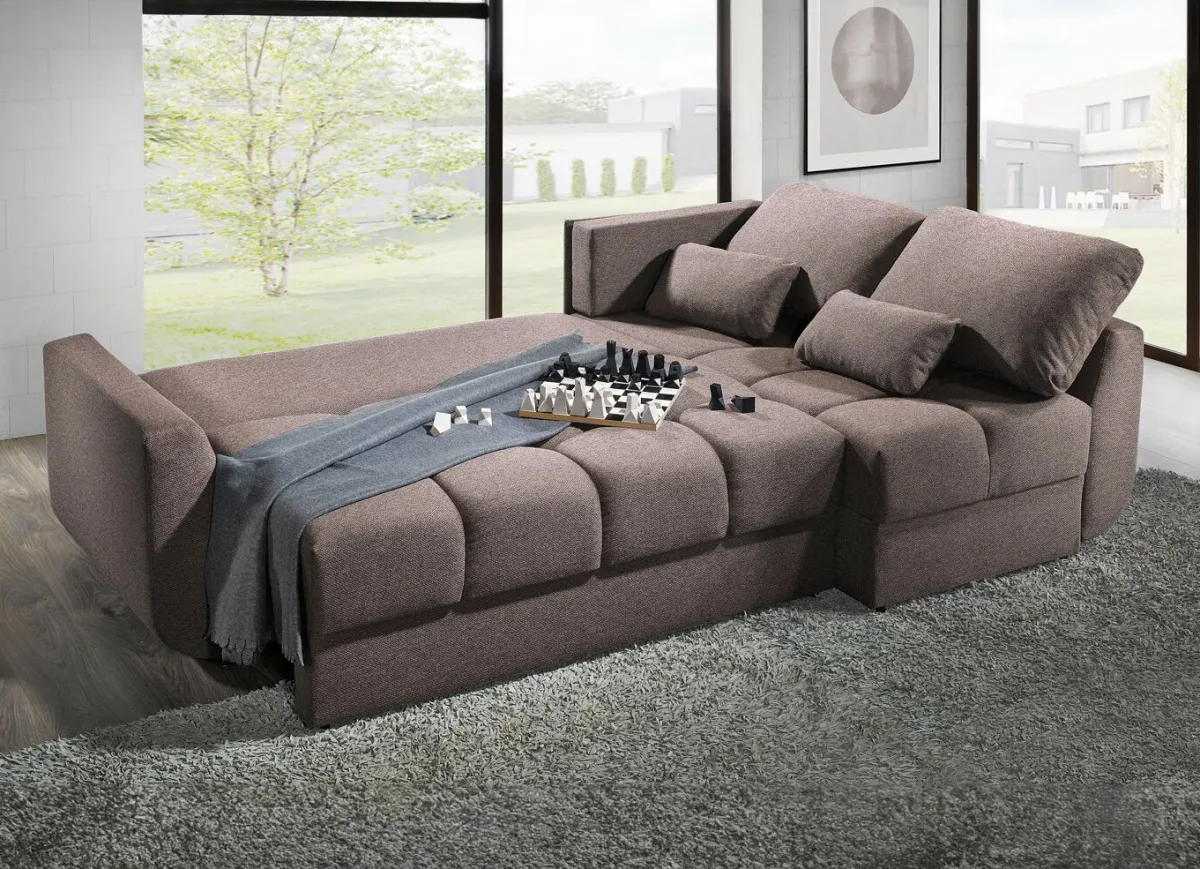 Clearance BADER Frei im Raum aufstellbare Polsterecke mit Bettfunktion BRAUN