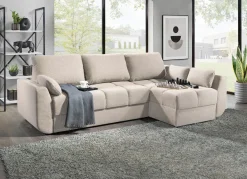 Discount BADER Frei im Raum aufstellbare Polsterecke mit Bettfunktion CREME