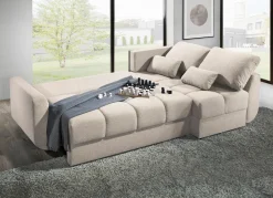 Discount BADER Frei im Raum aufstellbare Polsterecke mit Bettfunktion CREME