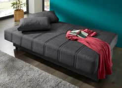 Discount BADER Frei im Raum aufstellbares Schlafsofa mit Dekokissen und Bettkasten ANTHRAZIT