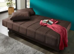 BADER Frei im Raum aufstellbares Schlafsofa mit Dekokissen und Bettkasten BRAUN