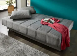 Sale BADER Frei im Raum aufstellbares Schlafsofa mit Dekokissen und Bettkasten GRAU