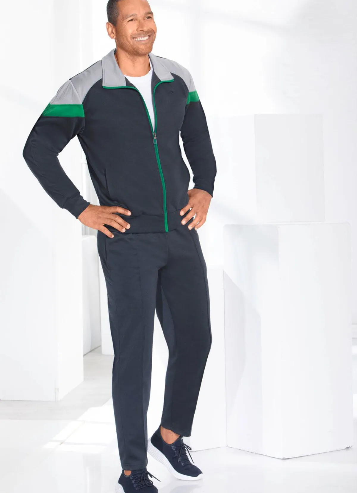 Discount BADER Freizeitanzug mit elastischen Ärmelabschlüssen MARINE-GRAU
