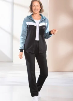 Hot BADER Freizeitanzug mit Kapuze SCHWARZ-JEANSBLAU MELIERT