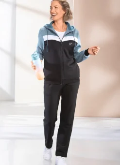 Hot BADER Freizeitanzug mit Kapuze SCHWARZ-JEANSBLAU MELIERT
