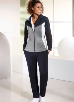 Hot BADER Freizeitanzug mit Metallic-Paspelierung MARINE-GRAU-WEISS