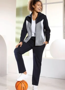Hot BADER Freizeitanzug mit Metallic-Paspelierung MARINE-GRAU-WEISS