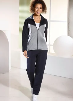 Hot BADER Freizeitanzug mit Metallic-Paspelierung MARINE-GRAU-WEISS