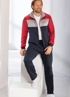 Clearance BADER Freizeitanzug mit Seitentaschen MARINE-ROT-GRAU MELIERT