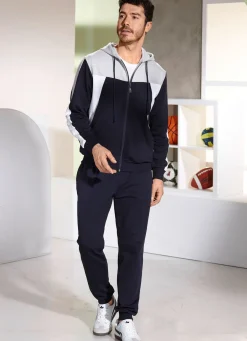 Sale ATHLET SPORT Freizeitanzug von „Athlet“ MARINE-WEISS-HELLGRAU MELIERT