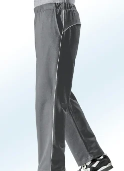 Discount BADER Freizeithose mit Zierpaspeln GRAU MELIERT