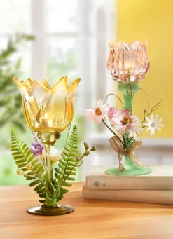 Discount BADER Frühlingshafter Teelichthalter aus Glas