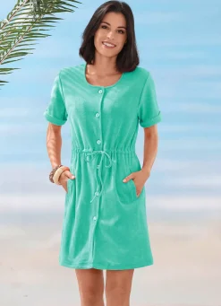 BADER Frottier-Kleid mit durchgehender Knopfleiste MINT