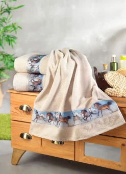 Outlet BADER Frottier-Serie mit Digitaldruck CREME