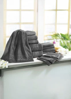 Outlet BADER Frottierserie mit Mäander-Jacquard-Struktur ANTHRAZIT