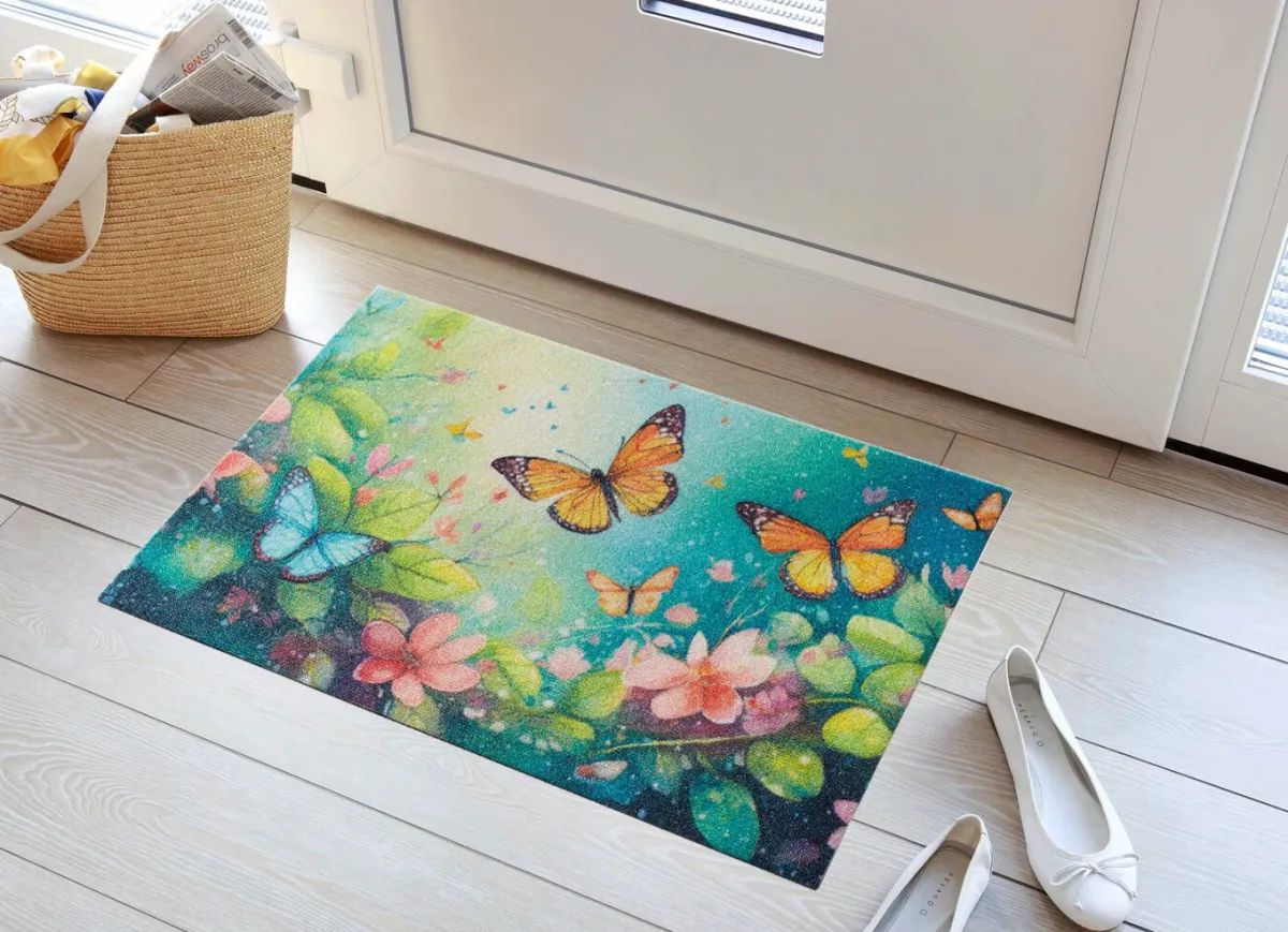Clearance BADER Fußmatte Schmetterlinge mit rutschhemmend beschichteter Rückseite BUNT
