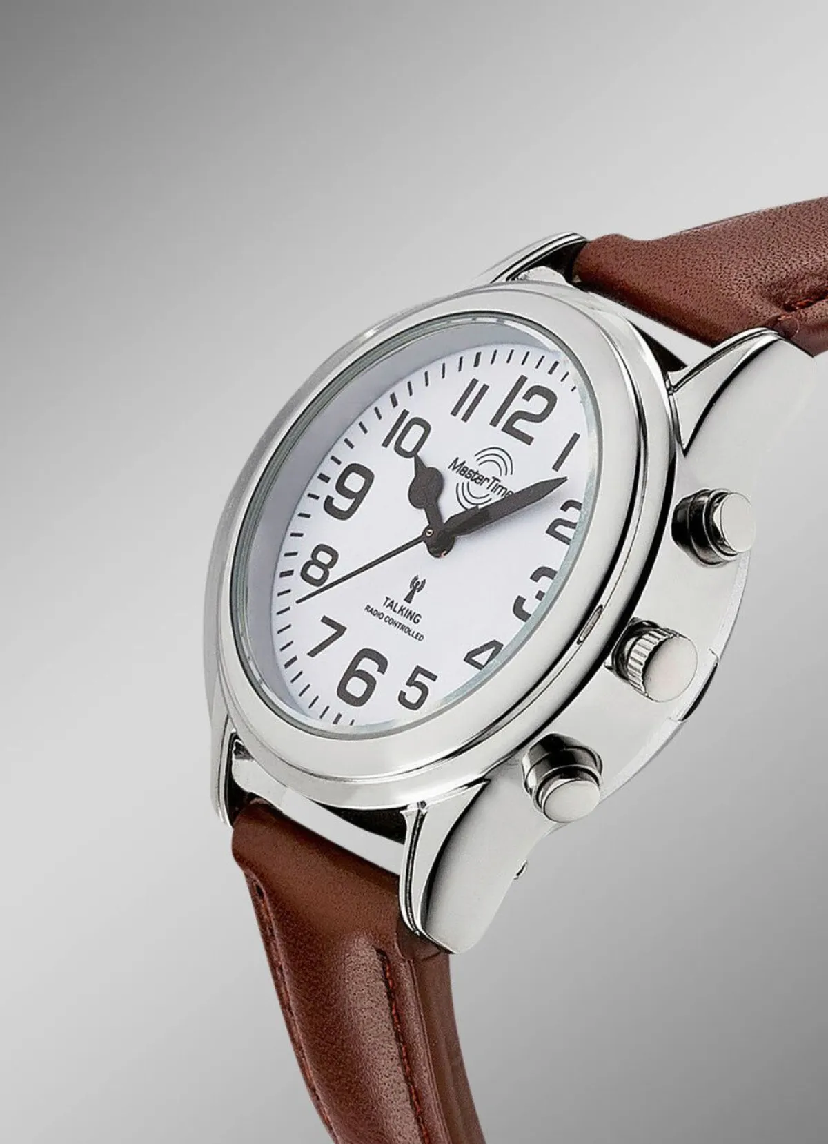 Best MASTER TIME Funk-Damenuhr mit Lederband und sprechender Zeitansage