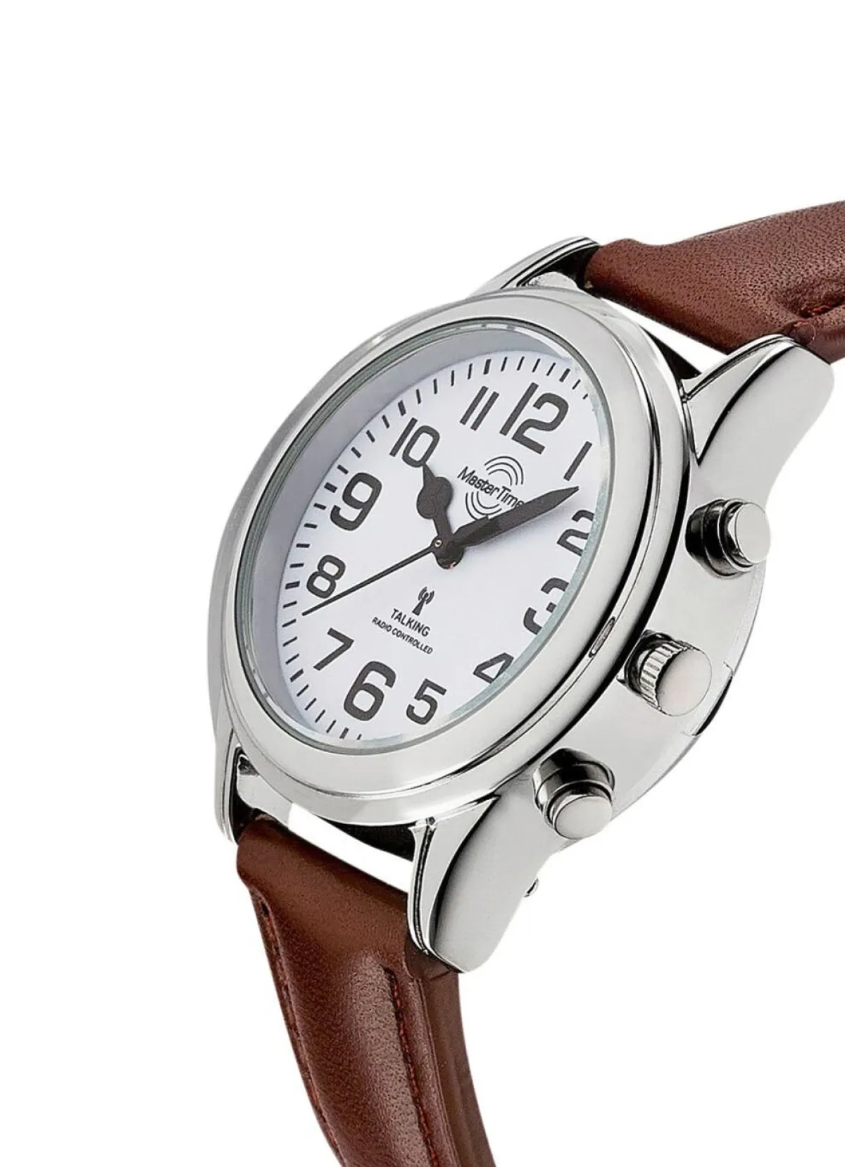 Best MASTER TIME Funk-Damenuhr mit Lederband und sprechender Zeitansage