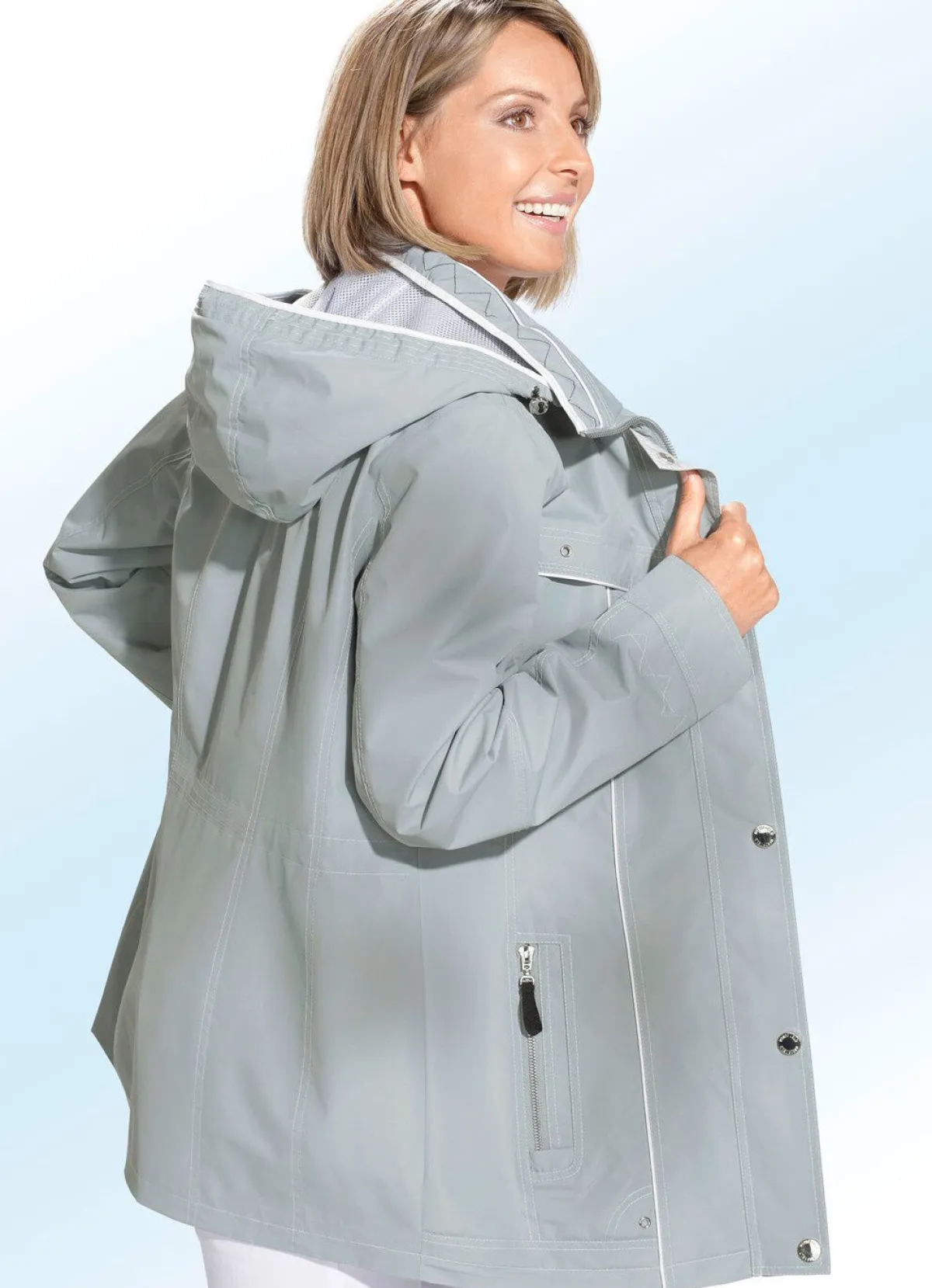 New BADER Funktionsjacke mit abnehmbarer Kapuze SCHILFGRÜN