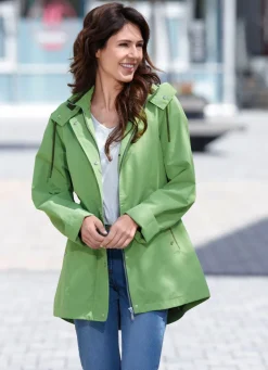 New BADER Funktionsjacke mit kleinem Regenschild an der abnehmbaren Kapuze MAIGRÜN