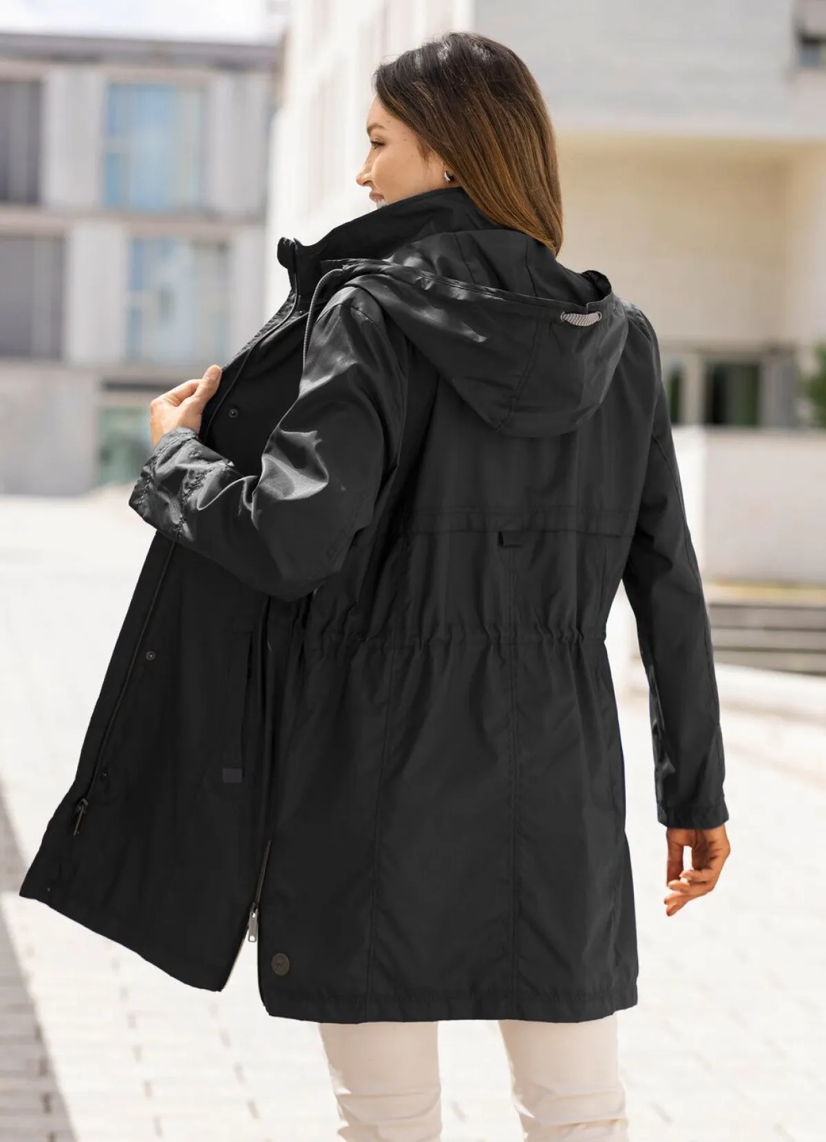Hot BADER Funktions-Kurzmantel in Trench-Optik SCHWARZ