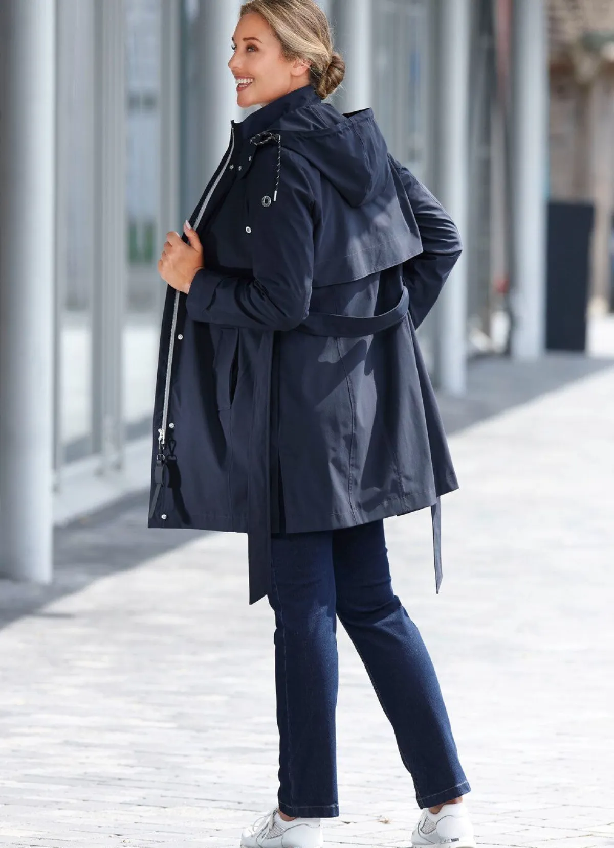 Outlet BADER Funktions-Trenchcoat mit Gürtel NACHTBLAU