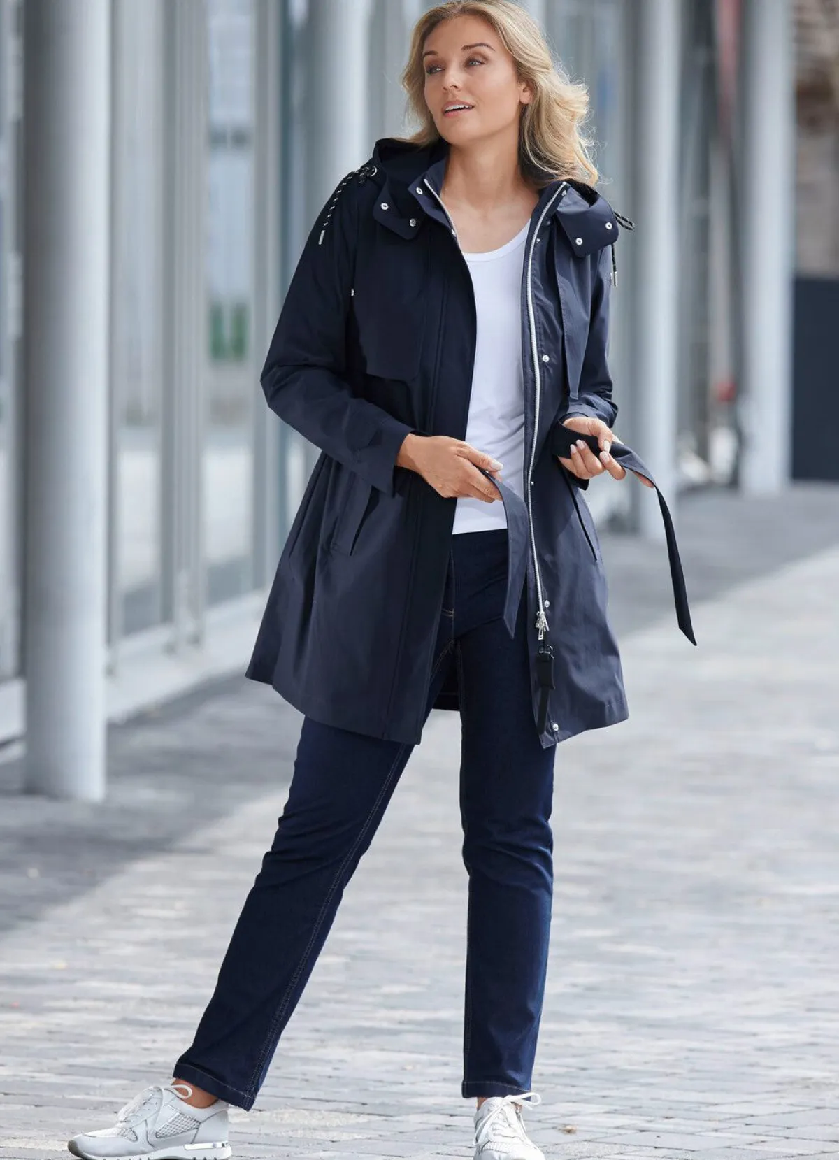 Outlet BADER Funktions-Trenchcoat mit Gürtel NACHTBLAU