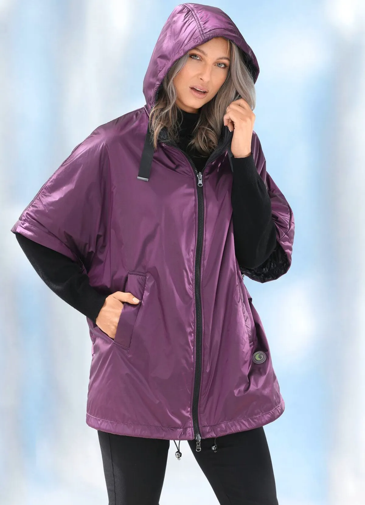 BADER Funktion-Wendecape i Overized-ook AMETHYST-SCHWARZ