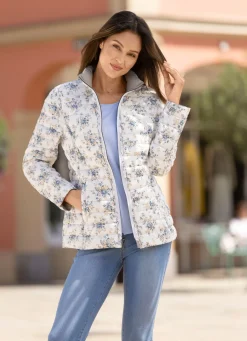 BADER Funktions-Wendejacke mit Blütendessin CREME-ROSÉ-GRAU