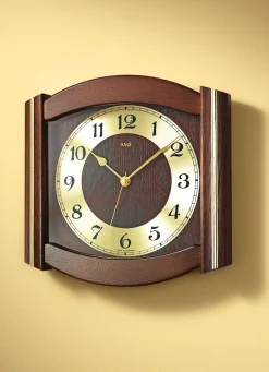 Online BADER Funk-Wanduhr aus massivem Holz NUSSBAUM