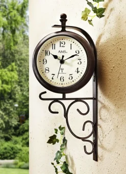 Online BADER Funk-Wanduhr mit Thermometer BRAUN